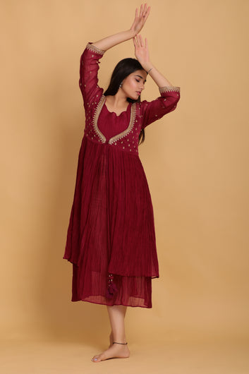 Plum Tie-Up Kurta Set