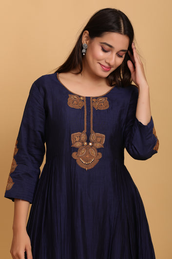 Midnight Blue Flared Kurta Set