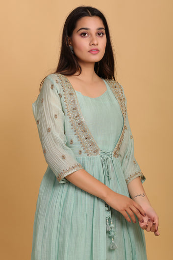 Sky Blue Tie-Up Kurta Set