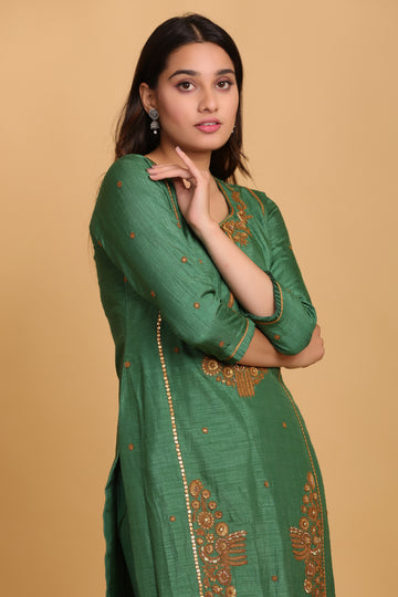 Green Straight Kurta Set