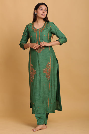 Green Straight Kurta Set