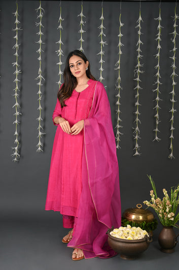 Red A-Line Kurta Set