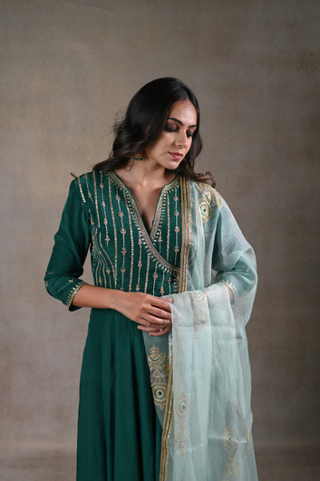 Dark green arzu kurta set