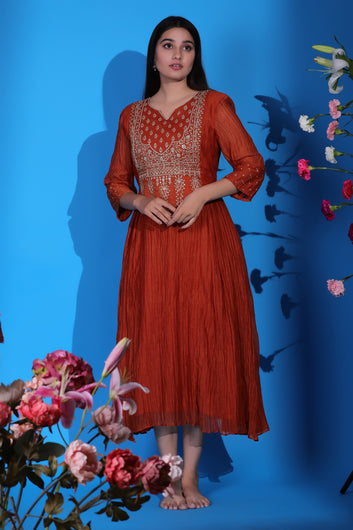 Red A-Line Kurta Set