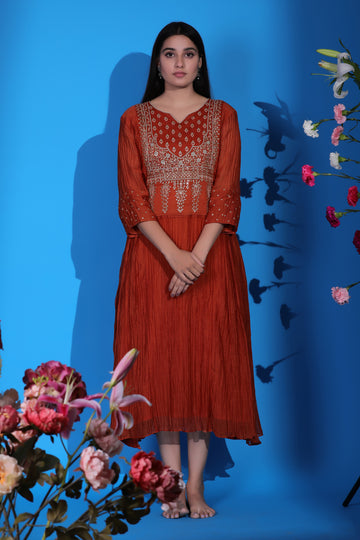 Red A-Line Kurta Set