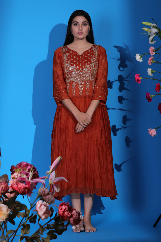 Red A-Line Kurta Set