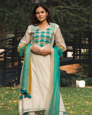 Aqua Bloom Kurta Set