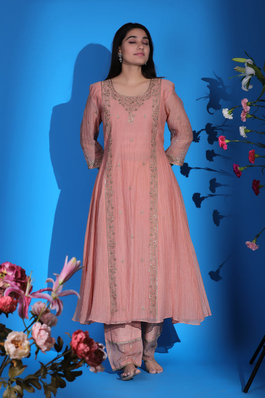 Peach A-Line Kurta Set