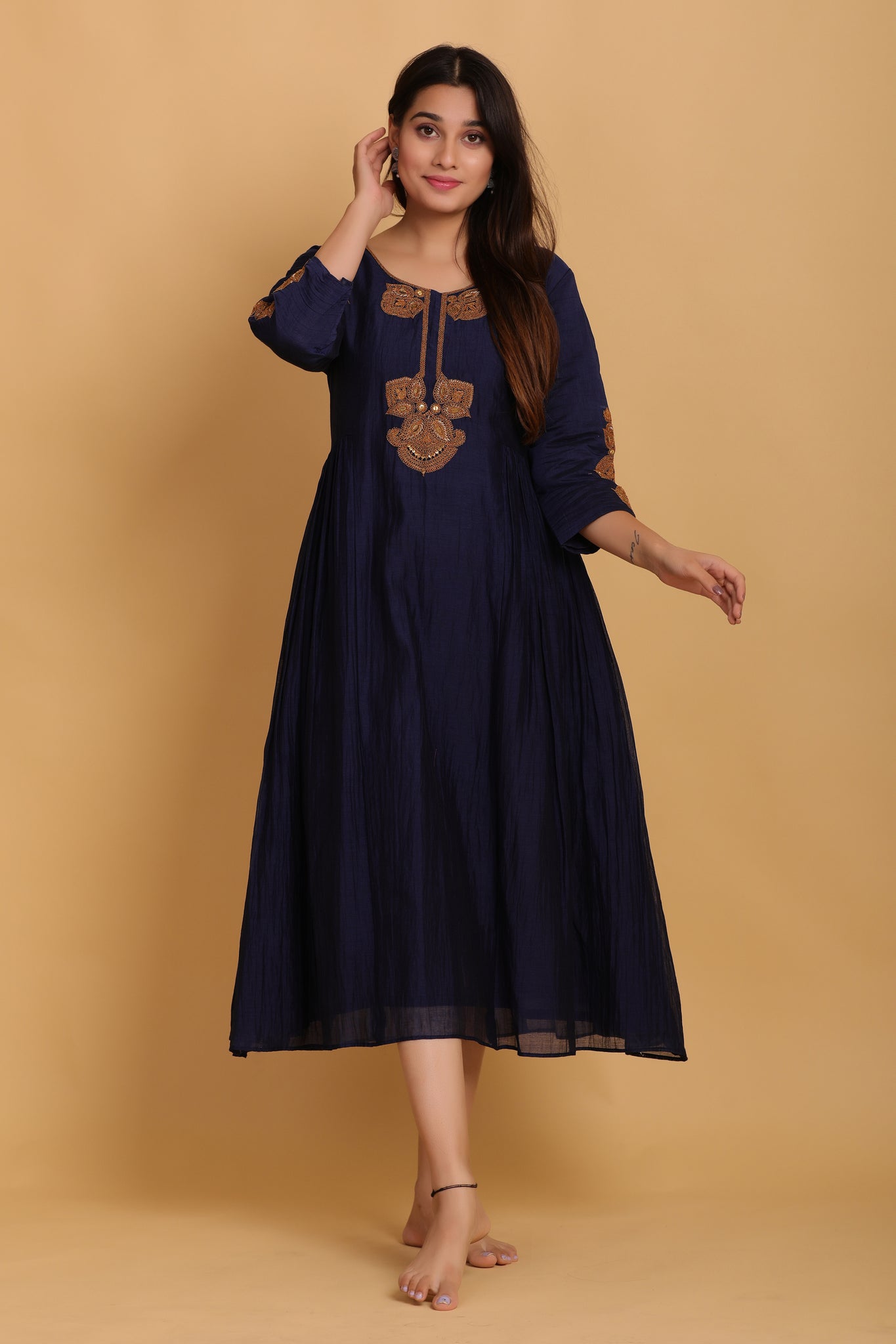 Midnight Blue Flared Kurta Set