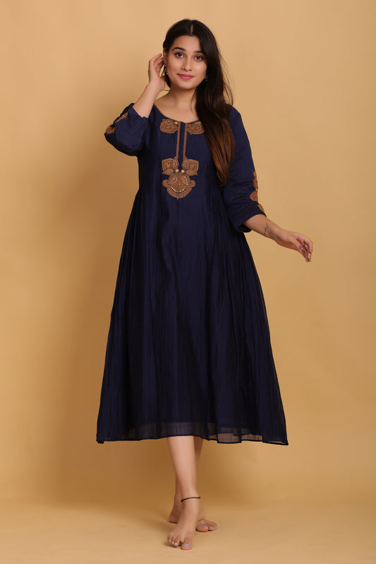 Midnight Blue Flared Kurta Set