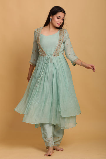 Sky Blue Tie-Up Kurta Set