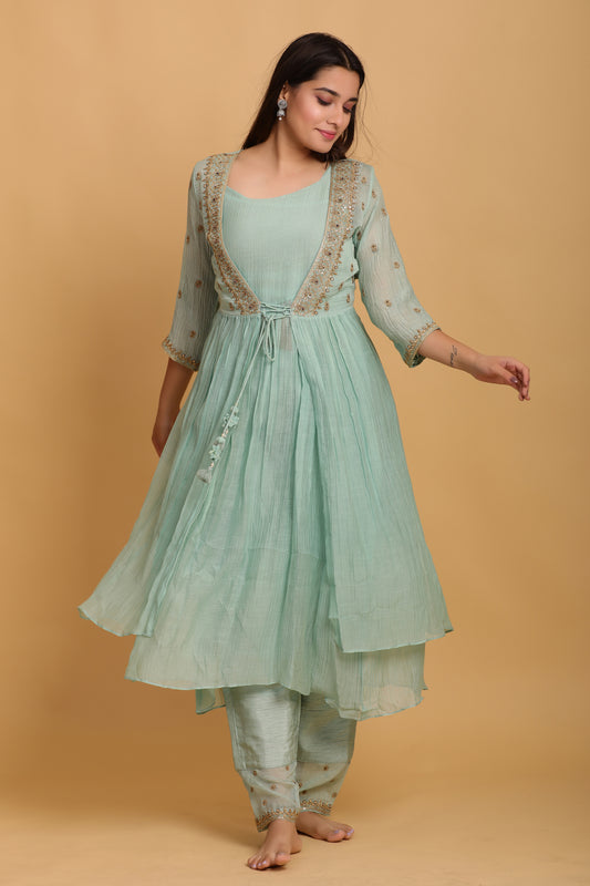 Sky Blue Tie-Up Kurta Set