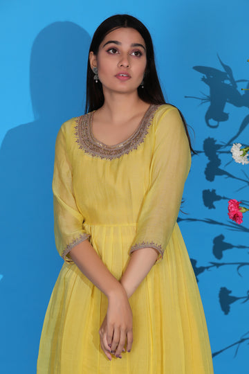 Yellow Flared Kurta Set