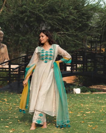 Aqua Bloom Kurta Set