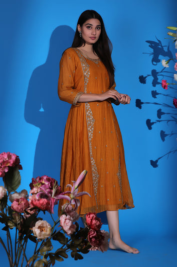 Tangerine Flared Kurta Set