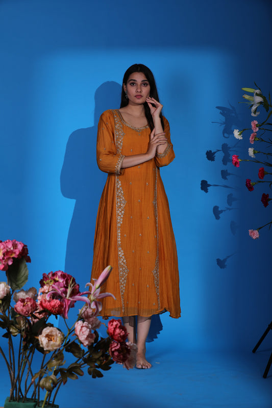 Tangerine Flared Kurta Set
