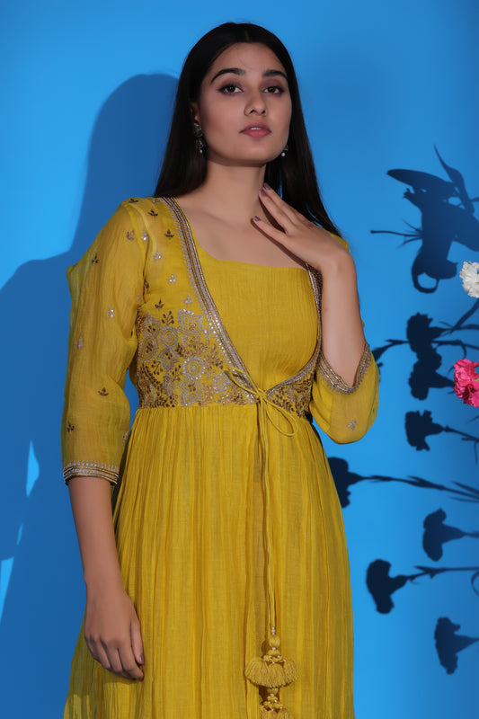 Yellow Tie-Up Kurta Set