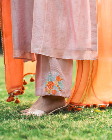 Peach Flora Kurta Set