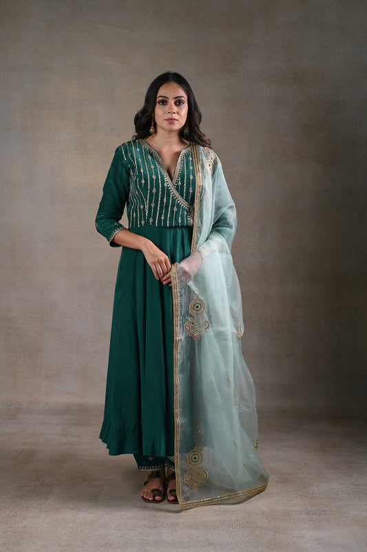 Dark green arzu kurta set