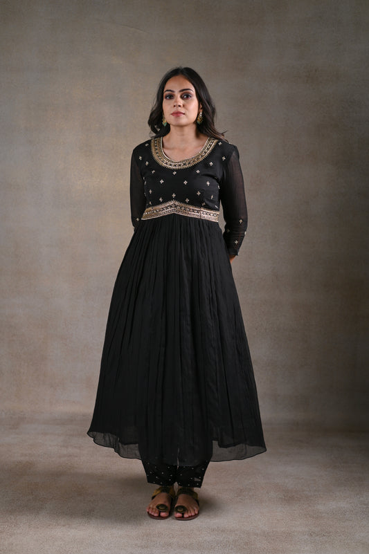 Black flared kurta set