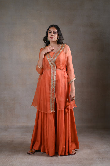 Dainty orange peplum set