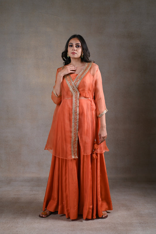 Dainty orange peplum set
