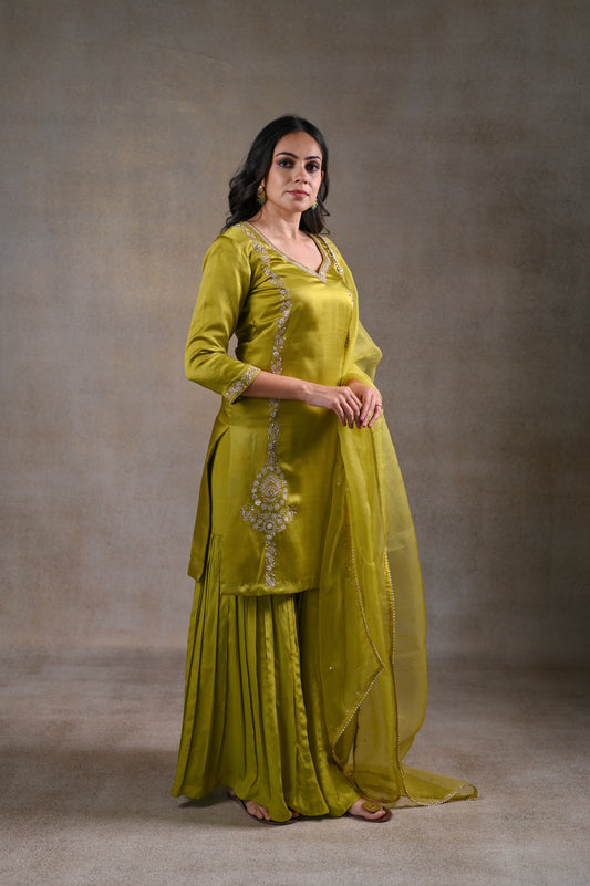 OLIVE GREEN PLAZZO SET