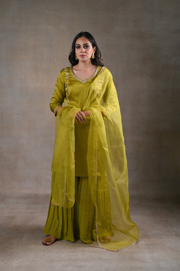 OLIVE GREEN PLAZZO SET