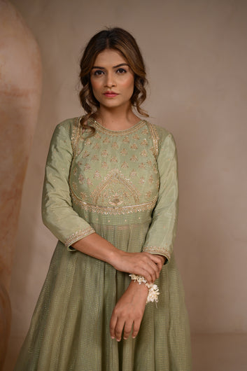 SAGE GREEN ANARKALI SET