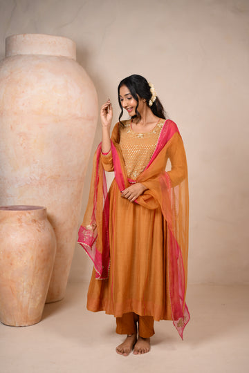 MUSTARD CONTRAST KURTA SET
