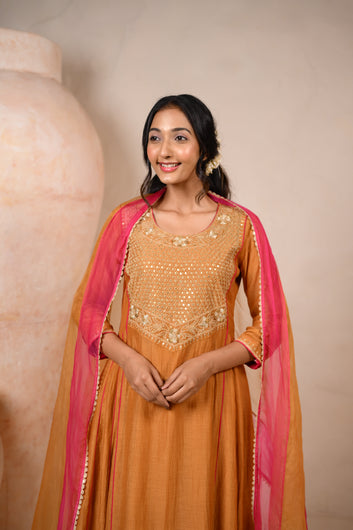 MUSTARD CONTRAST KURTA SET