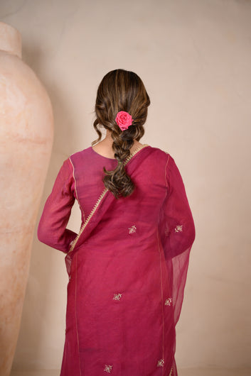 PLUM EMBROIDERED KURTA SET