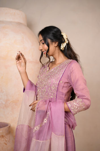 LILAC PANELLED KURTA SET