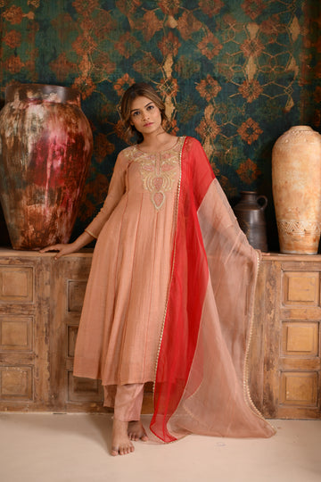 BLUSH CONTRAST KURTA SET